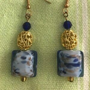 Pair of Bead Earrings with Gold Filigree Ball